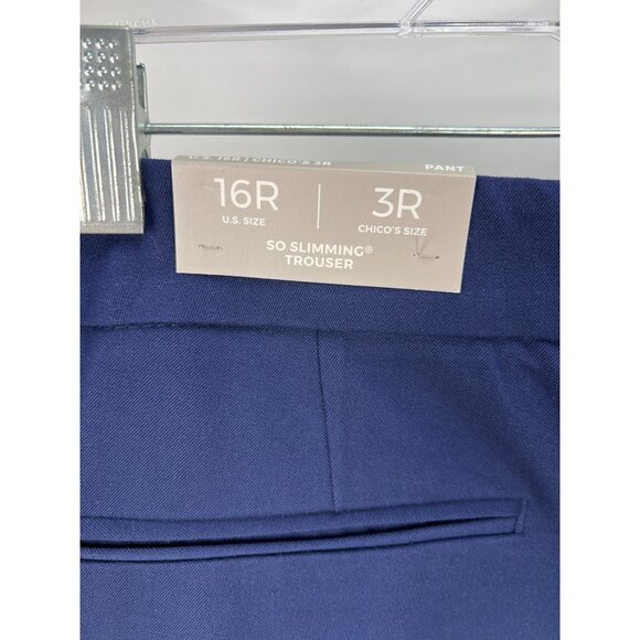 Chicos So Slimming Navy Trousers Size 16R / 3R Polyester Blend New With Tags - Picture 3 of 6